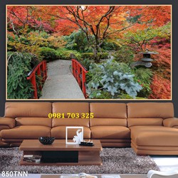Tranh phong cảnh mùa thu 3D trang trí tường
