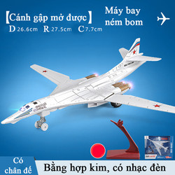 Mô hình máy bay ném bom TU-160 bằng hợp kim có nhạc và đèn kèm chân đế, cánh mở tự động