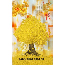 Tranh gạch 3d ốp tường cây tiền vàng - NCX32
