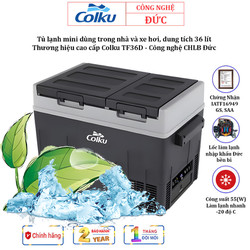 Tủ lạnh mini dùng trong nhà và xe hơi, dung tích 36 lít. Thương hiệu cao cấp Colku TF36D - Công nghệ CHLB Đức