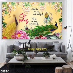 Tranh chim công trang tri tường