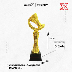 Cúp cầu lông nhựa mạ vàng mẫu 2024 [FreeShip] [Ảnh thật]