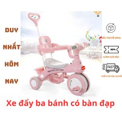 Xe đẩy kiêm xe chòi chân, xe đạp 3 bánh có khung bảo vệ an toàn cho bé 618