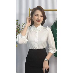Áo sơ mi nữ tay lỡ bèo cổ thời trang nữ tính full màu A4516 full size 40-90kg