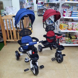 Xe đẩy 3 bánh DS138 có mái che nắng mưa màu xanh, đỏ