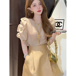 Áo cổ tròn nữ tay bồng , áo nữ tơ 2 lớp A4519 full size 40-90kg