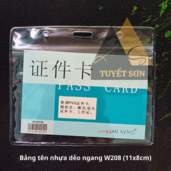 Bảng tên nhựa dẻo ngang W208 (11x8cm) - Xấp 50C
