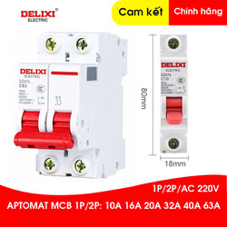 Aptomat 2P 220V CHINT 32A 40A 63A bảo vệ chống quá tải ngắn mạch HÀNG CHÍNH HÃNG át cài ray MCB 2P 63A