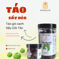Táo sấy dẻo NinhThuận tách hạt chính hãng nangiofoods hộp 500gr