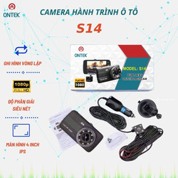 [Chính Hãng]Camera hành trình ô tô Ontek Dashcam S14 led FULL HD 1080P - Chế độ ghi đè tự động