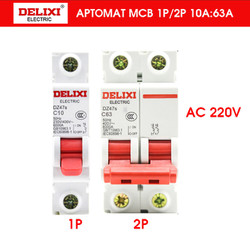 Cầu dao Aptomat an toàn MCB DELIXI-1 PHA 2 Pha 10A - 63A dòng cắt 6kA, (Hàng nội địa), át tép, cb ac