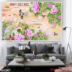 Gạch ốp tường hoa mẫu đơn 3d trang trí