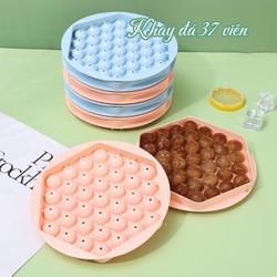 Khay làm đá bi tròn 37 viên, kèm nắp, nhựa an toàn thực phẩm, lấy đá dễ dàng