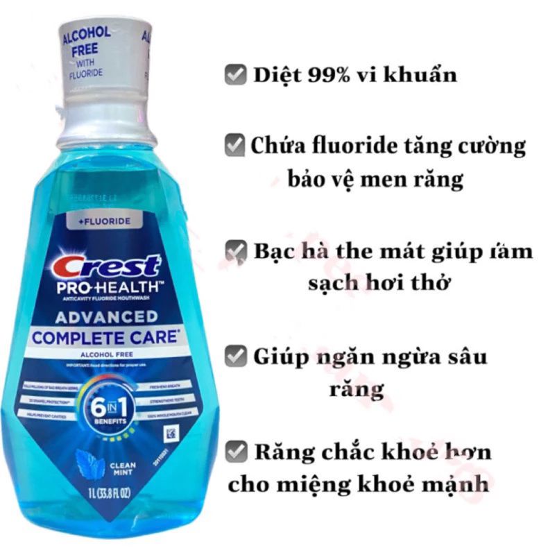 Nước súc miệng Crest Pro Health Advanced 1L của Mỹ (Mã SP: NSM Crest Pro Health 1lit)