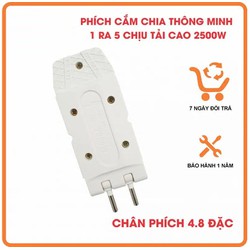 Phích cắm điện thông minh 1 chia 5 ổ cắm, chịu tải 2500W KENNO
