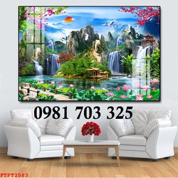 Tranh gạch men đẹp 3D thác nước