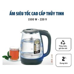 ẤM SIÊU TỐC THỦY TINH  2 Lít Có Đèn Led Tự Ngắt Khi Sôi
