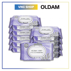 Combo Khăn Ướt Oldam Bidet Có Thể Phân Hủy - Loại Có Mùi (10 Gói x 62 Miếng)