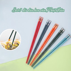 Set 5 Đôi đũa hợp kim sợi thủy tinh trẻ em chống trơn, chống mốc cao cấp phong cách Nhật