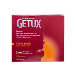 Kẹo ngậm ho, cảm lạnh GETUX không đường giúp giảm các loại ho, đau rát họng - hộp 20 viên