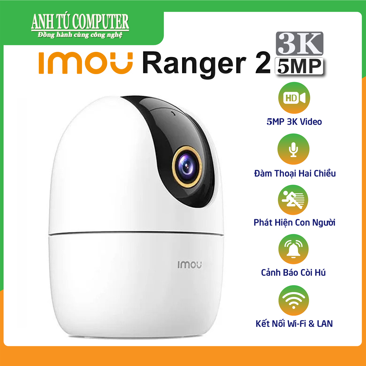 Camera WiFi quay quét Imou Ranger 2 5MP 3K A52P (Mã SP: A52P)