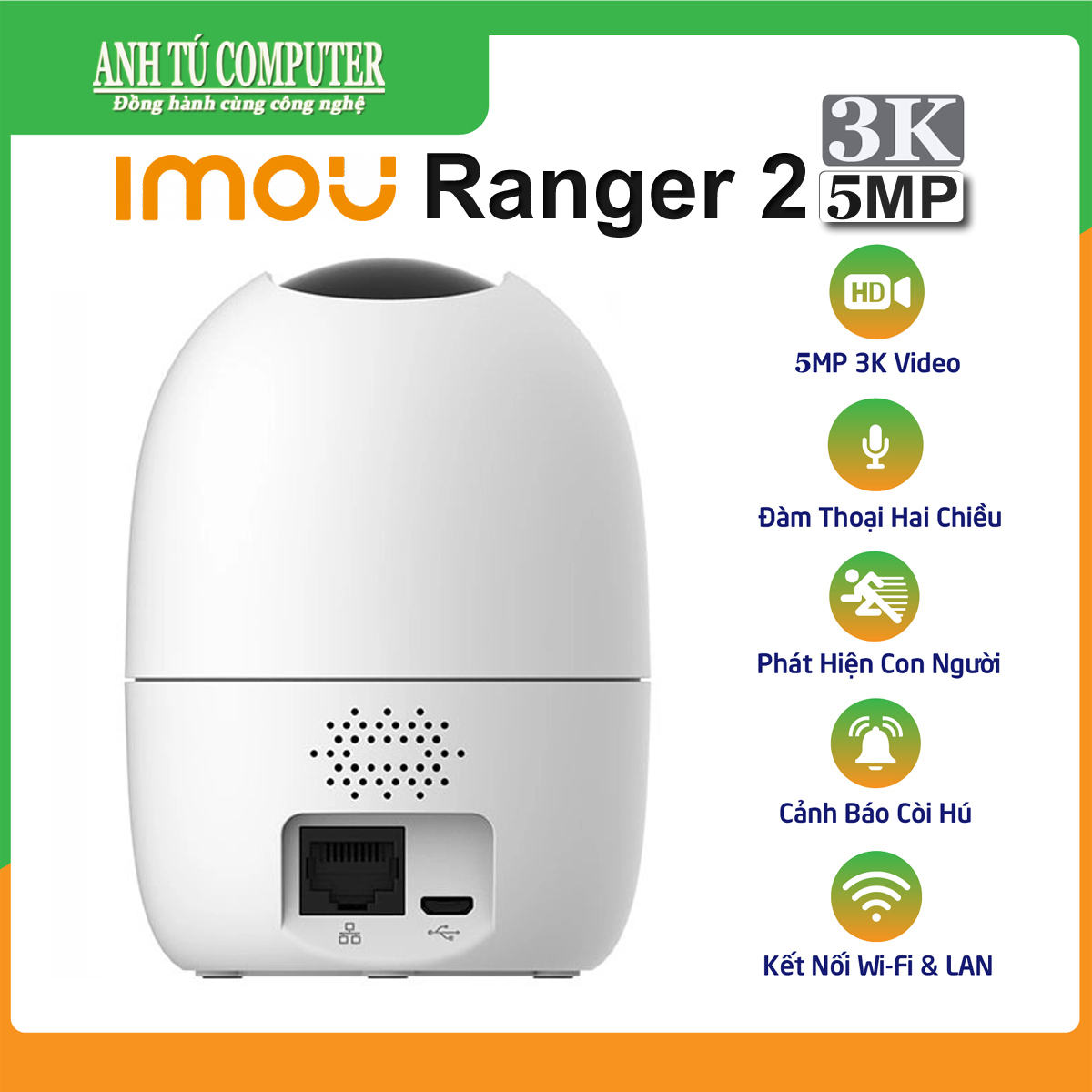 Camera WiFi quay quét Imou Ranger 2 5MP 3K A52P (Mã SP: A52P)