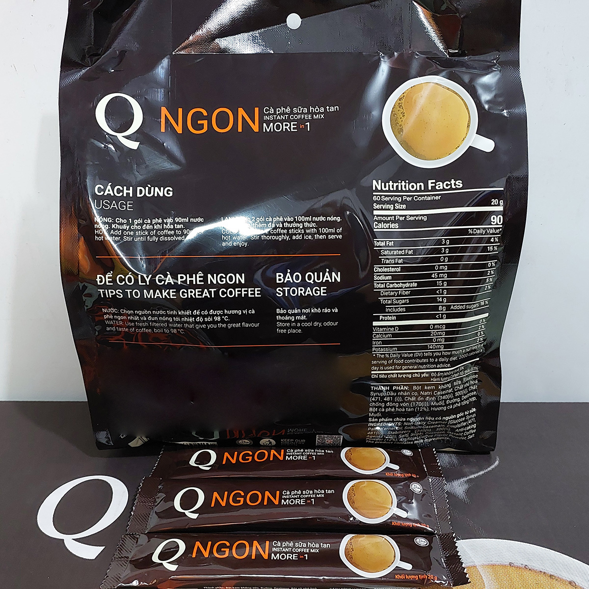 Cà phê sữa Ngon Trần Quang bịch 1.2Kg (60 gói nhỏ 20g) Coffee Cafe (Mã SP: CPSNBLTQ19)