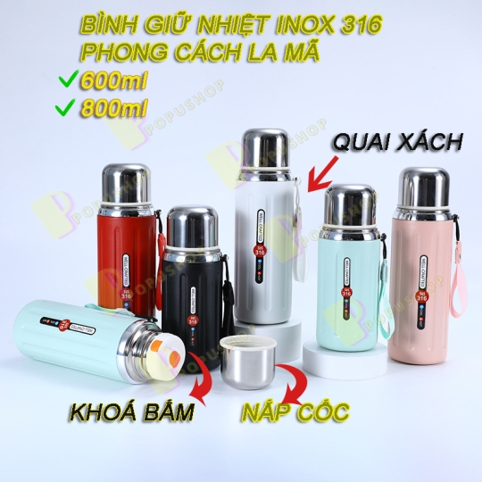 Hình ảnh [FREESHIP] BÌNH GIỮ NHIỆT INOX 304 FASHION, INOX BLESS, KIM CƯƠNG, YES-WATER, WELL ZY-013