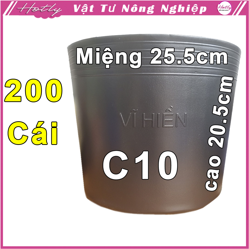 Hình ảnh 200 Chậu nhựa VĨ HIỀN C10 miệng,cao 25.5x20.5cm trồng cây ăn trái và hoa siêu bền--77105