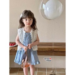 Set Váy Mềm Mix Áo Ren Trắng (Sz 1-10)