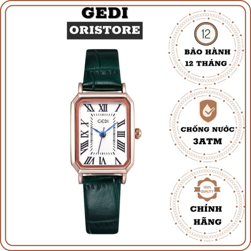 Đồng hồ nữ chính hãng Gedi 6649 dây da mặt vuông bảo hành 12 tháng GIAO HÀNG HOẢ TỐC