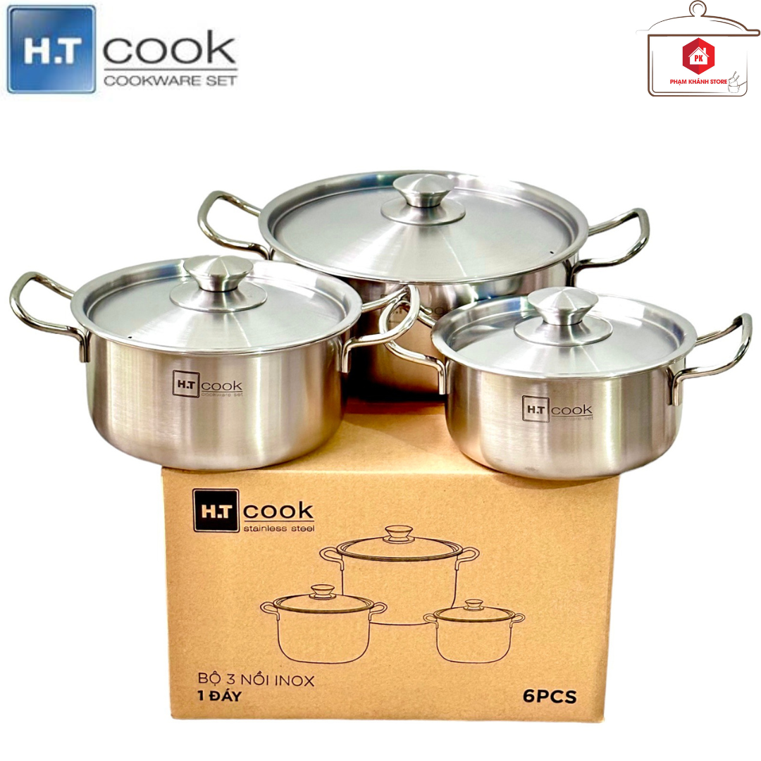 BỘ 3 NỒI HT COOK INOX 430 CAO CẤP (HT-06DN) (Mã SP: 1744)